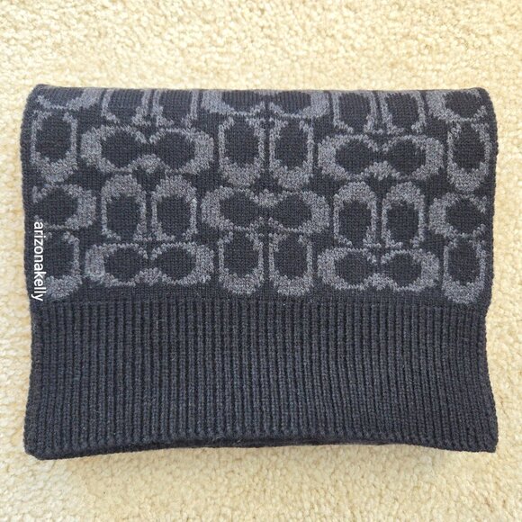 NWOT Coach Signature C Knit Wool Scarf Merino Reversible - Picture 8 of 10